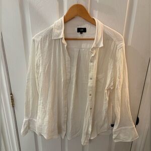 100% cotton White Button-Up Shirt by LINE